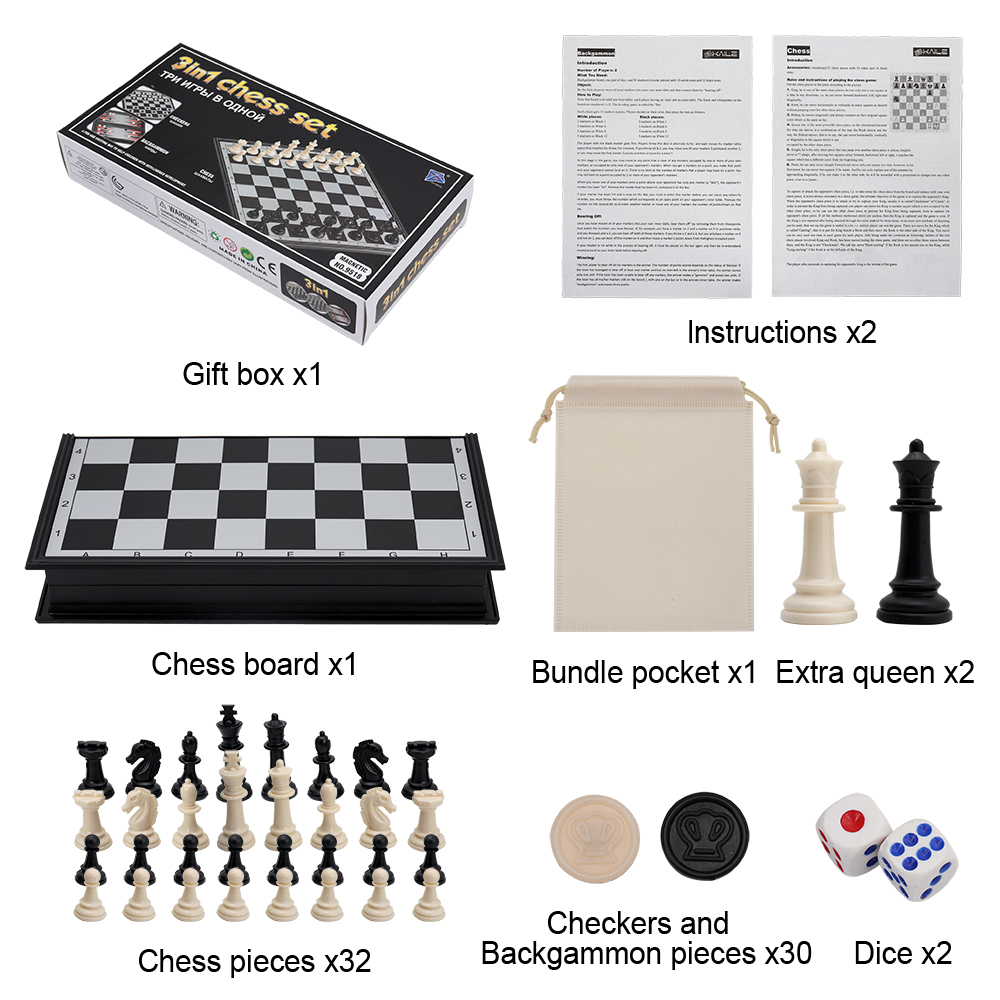 board chess game  3 In 1 Magnetic Plastic Chess Set