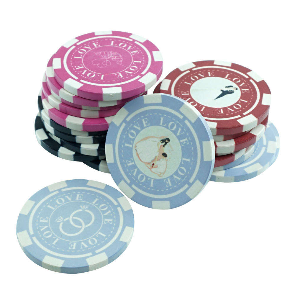 CMC032 Personalized to Custom 39mm Polish Ceramic Poker Chips with Your Wedding Photos to Commemorate Wedding