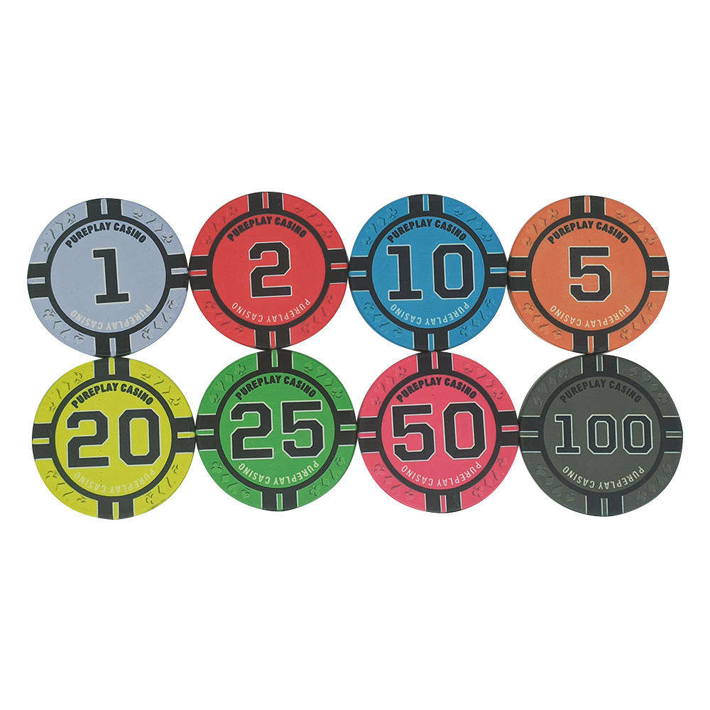 CMC092 Hot Selling Ceramic Poker Chips 39mm 10g with Big Black Number Value Any Design Can Custom from Chinese Manufacture for Casino