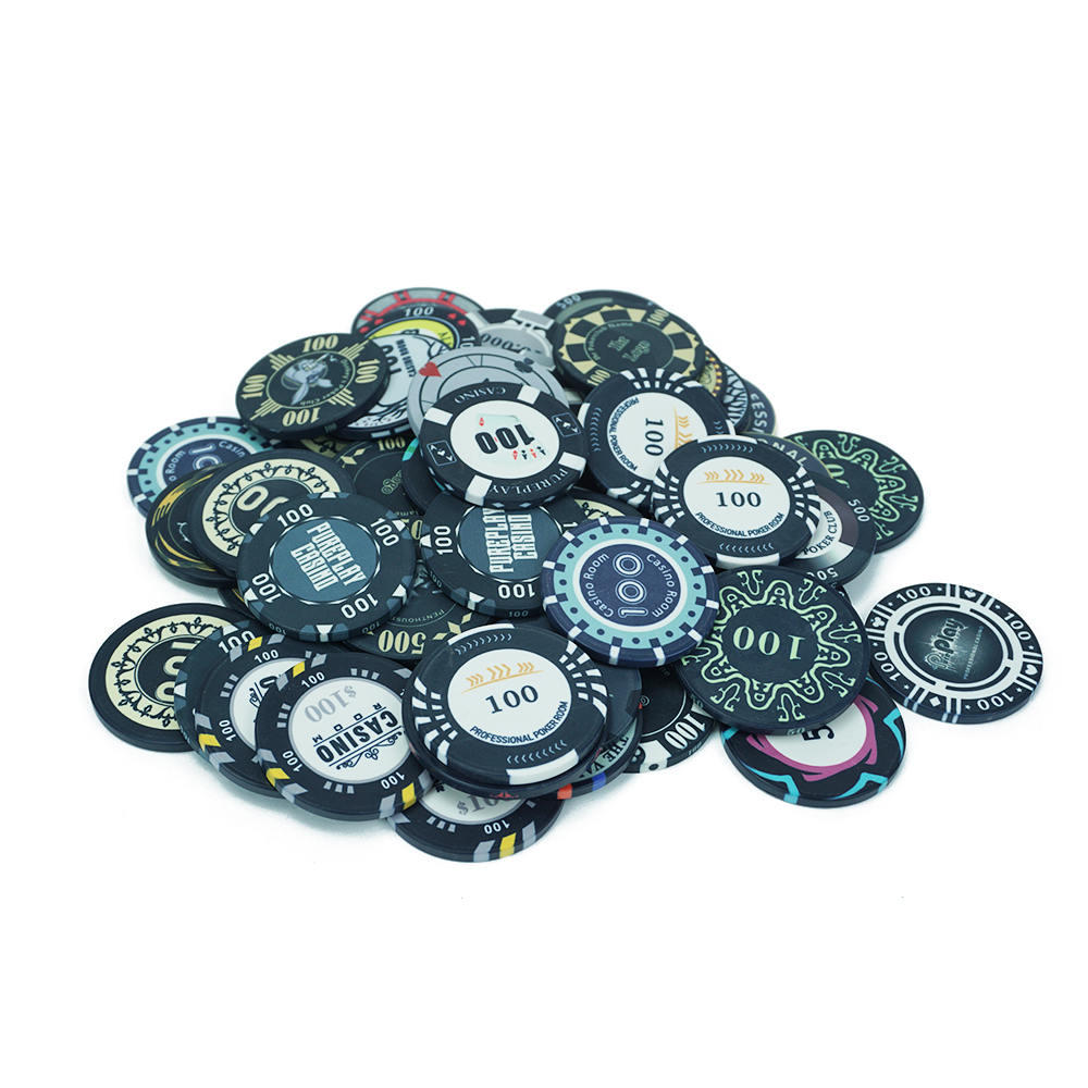 CMC091 Wholesale 10g Ceramic Black Poker Chips Ept Diameter 39 43 45 46 48.5 50 52 55mm Custom Modern Design for Casino Poker Game