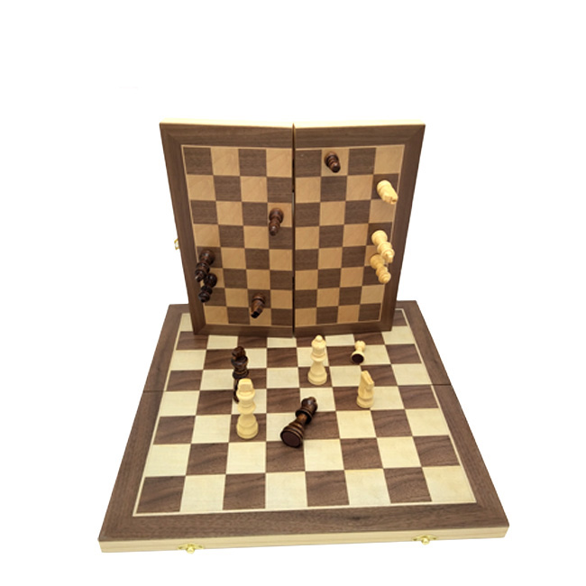 Foldable wooden chess board chess set outdoor with magnetic chess pieces chess game set