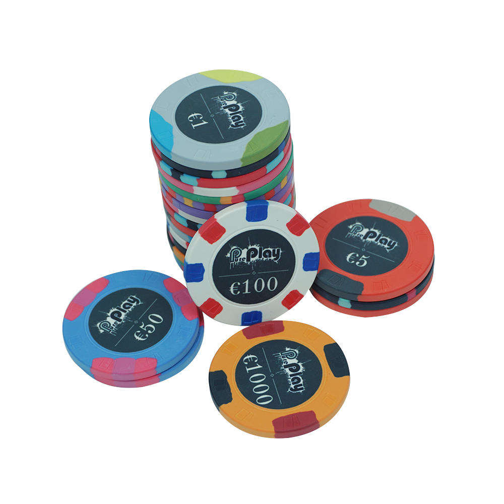 CMC122 Wholesale Custom Card Mould Poker Chips Euro 10g 39mm Ceramic Material with Your Any Design No Moq for Casino Poker Club Game