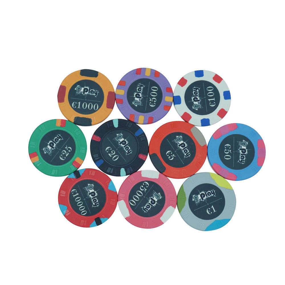 CMC122 Wholesale Custom Card Mould Poker Chips Euro 10g 39mm Ceramic Material with Your Any Design No Moq for Casino Poker Club Game