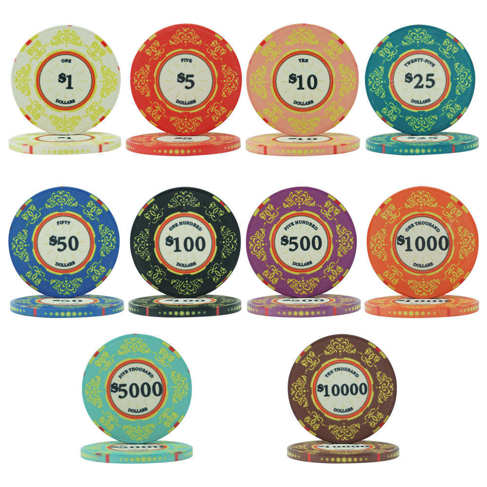 CMC094 Factory Wholesale Ceramic Poker Chips 10g Ept Customized Flower Design Printed 39 43 45 46 48.5mm with Value for Casino Game