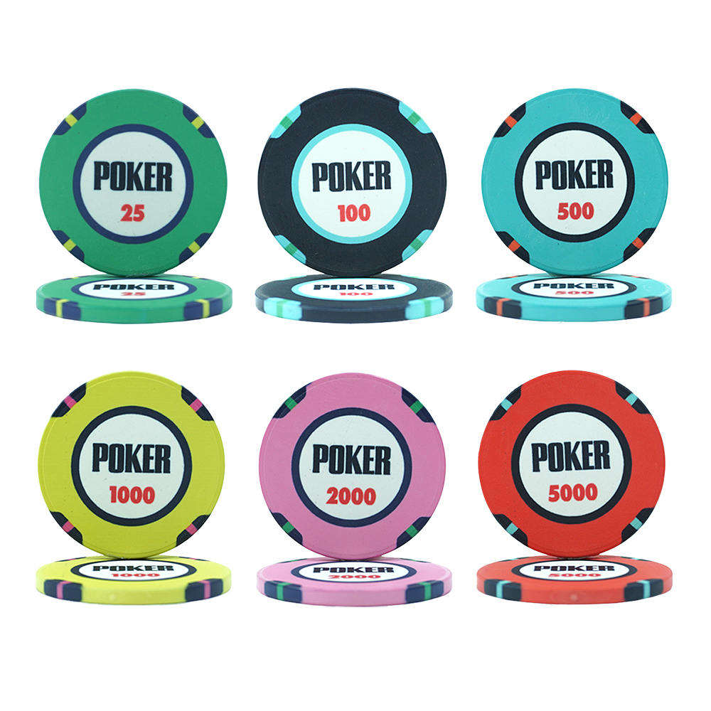 CMC035 Wholesale 39mm Ceramic Poker Entertainment Chips 10g with Digital for Casino Playing and Your Logo Accept for Gambling Game