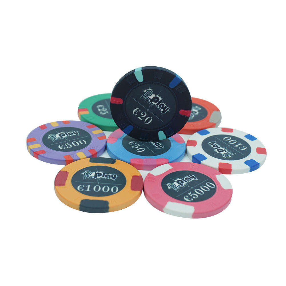 CMC122 Wholesale Custom Card Mould Poker Chips Euro 10g 39mm Ceramic Material with Your Any Design No Moq for Casino Poker Club Game