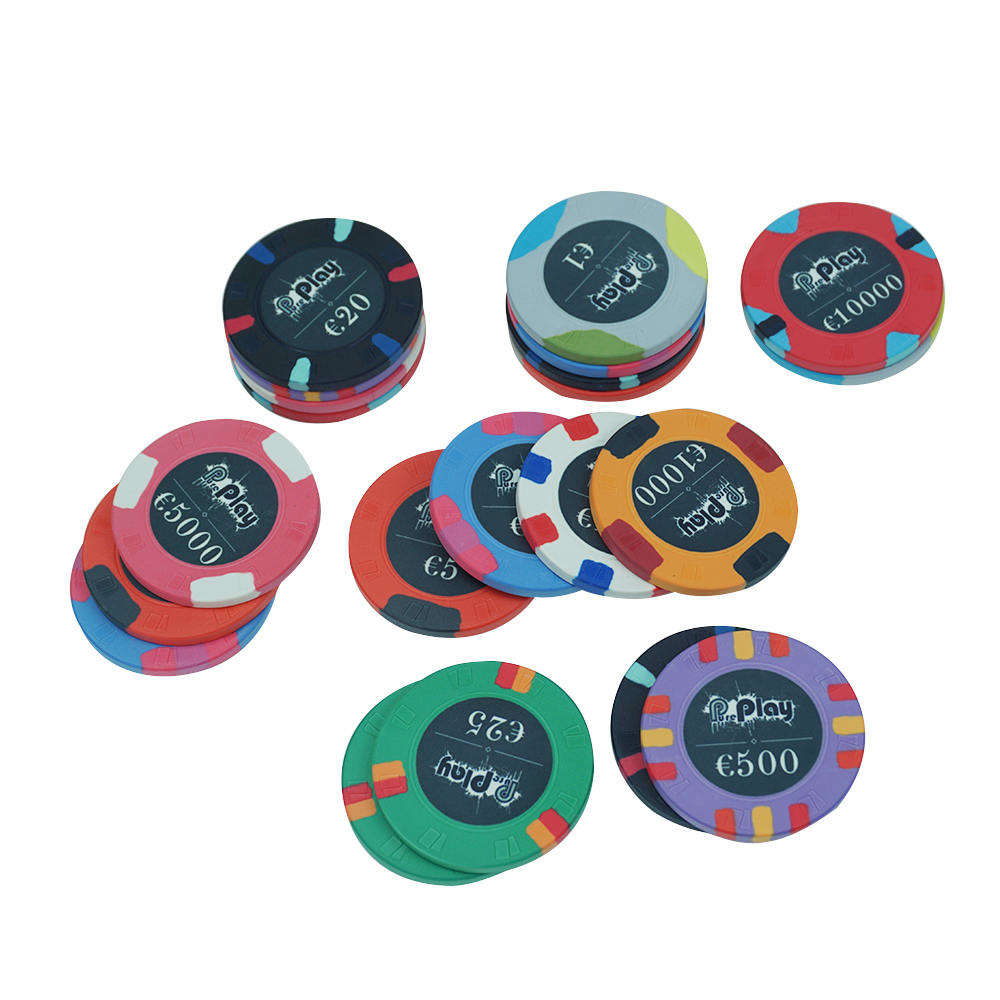 CMC122 Wholesale Custom Card Mould Poker Chips Euro 10g 39mm Ceramic Material with Your Any Design No Moq for Casino Poker Club Game