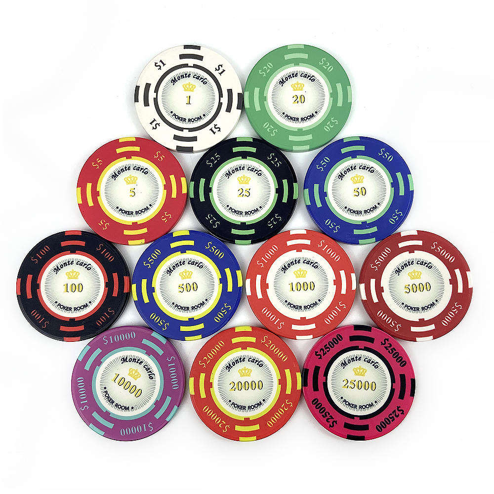 CMC106 Custom Logo Ceramics Poker Chips Monte Carlo 10g 39*3.3mm Colorful Chips Free Design Free Sample from Chinese Kaile Factory