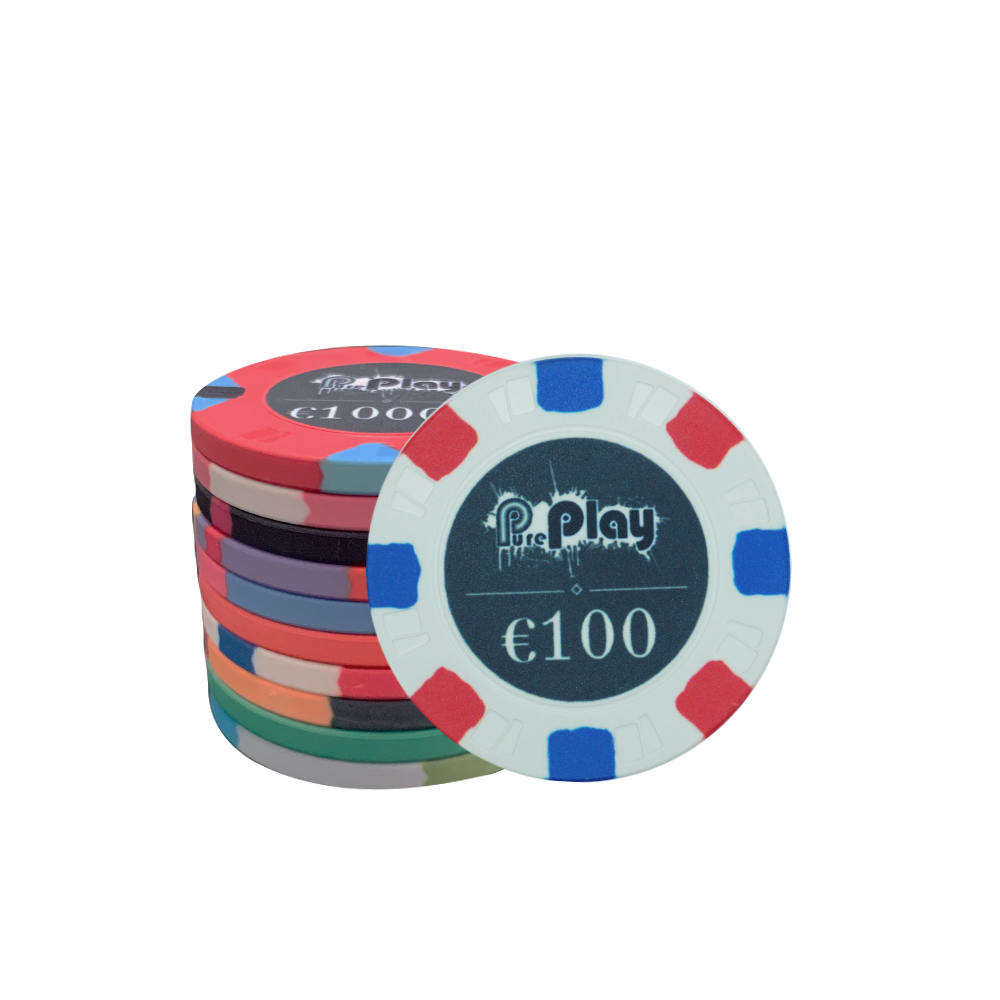 CMC122 Wholesale Custom Card Mould Poker Chips Euro 10g 39mm Ceramic Material with Your Any Design No Moq for Casino Poker Club Game