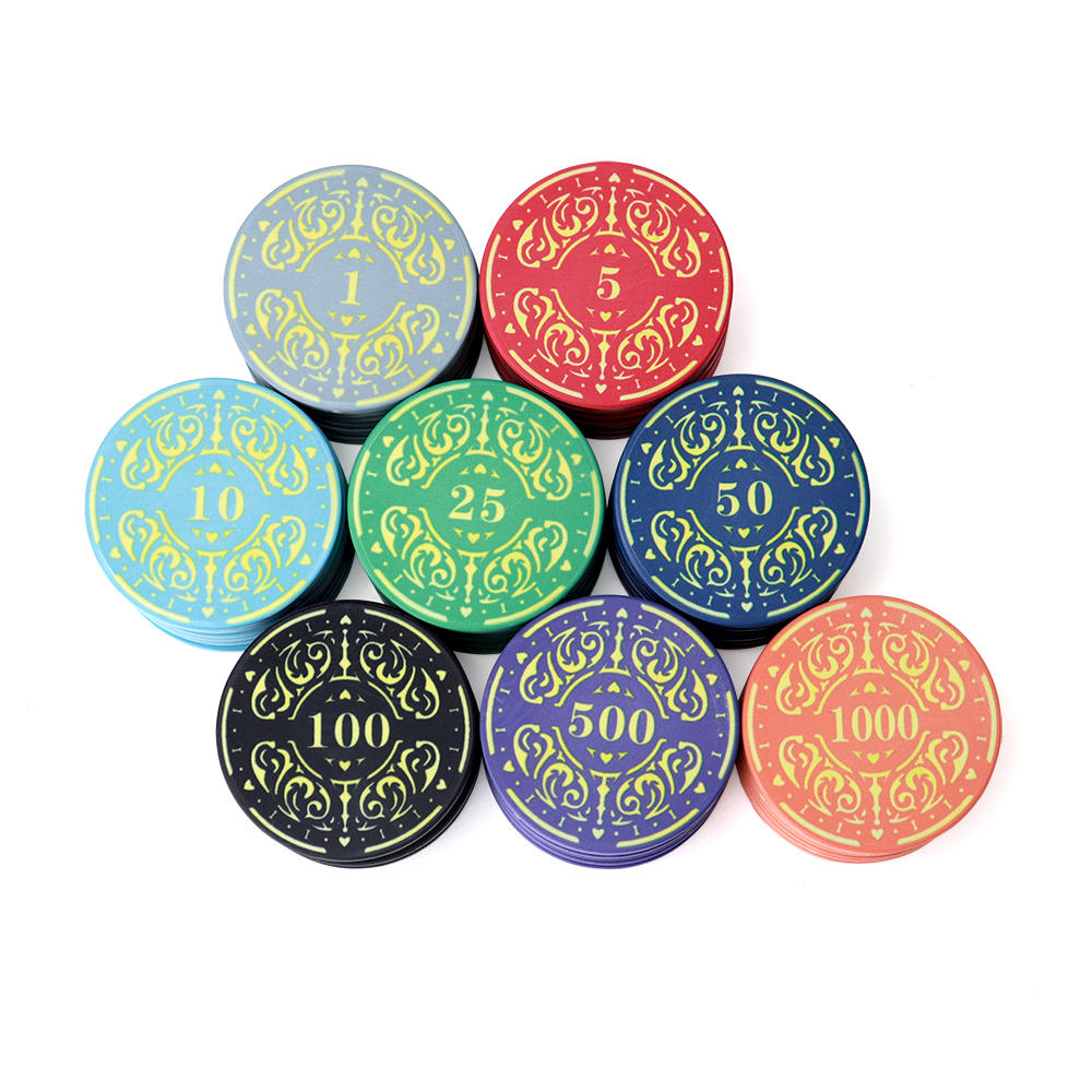 CMC105 Factory Supply 43mm Poker Chips Ceramic 12g with Custom Logo Non Stickers Colorful Chips for Other Entertainment Products