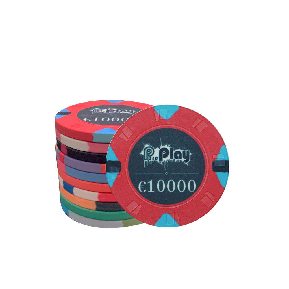 CMC122 Wholesale Custom Card Mould Poker Chips Euro 10g 39mm Ceramic Material with Your Any Design No Moq for Casino Poker Club Game