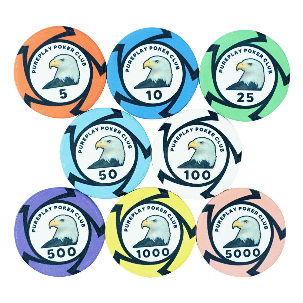 CMC068 Wholesale New Eagle Design Casino Ceramic Poker Chips 39mm Poker Chips 10g Any Image Can Print on Chip for Casino Game Playing