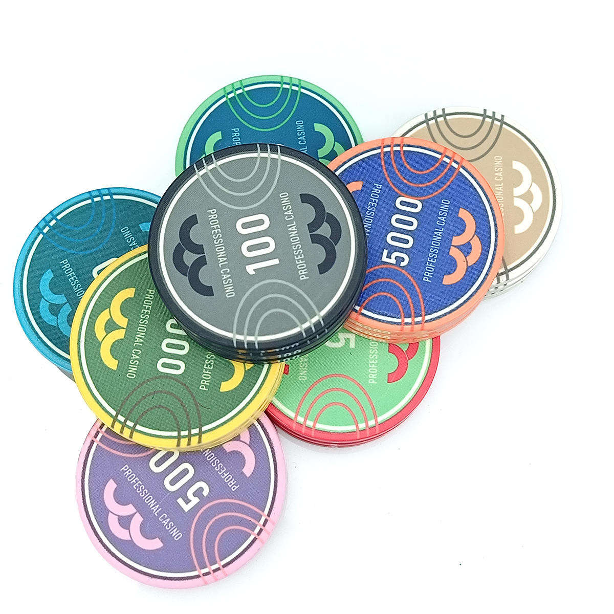 CMC064 Wholesale Professional Casino 39mm Cheap Ceramic Poker Chips Coin10g Factory Supply Custom Logo for Gambling Games