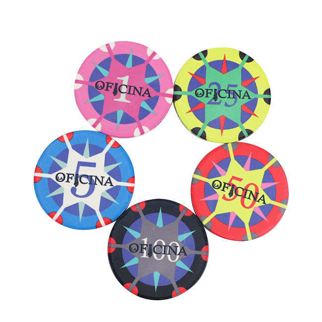 CMC074 Hot Sale Ceramic Poker Chips 43mm Diameter 12g per Pc Keramik Chip with Custom Tiki King Logo Design Can Do for Casino Game