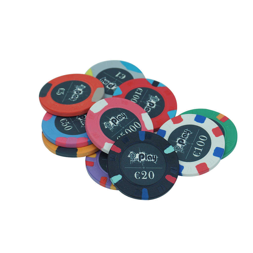 CMC122 Wholesale Custom Card Mould Poker Chips Euro 10g 39mm Ceramic Material with Your Any Design No Moq for Casino Poker Club Game