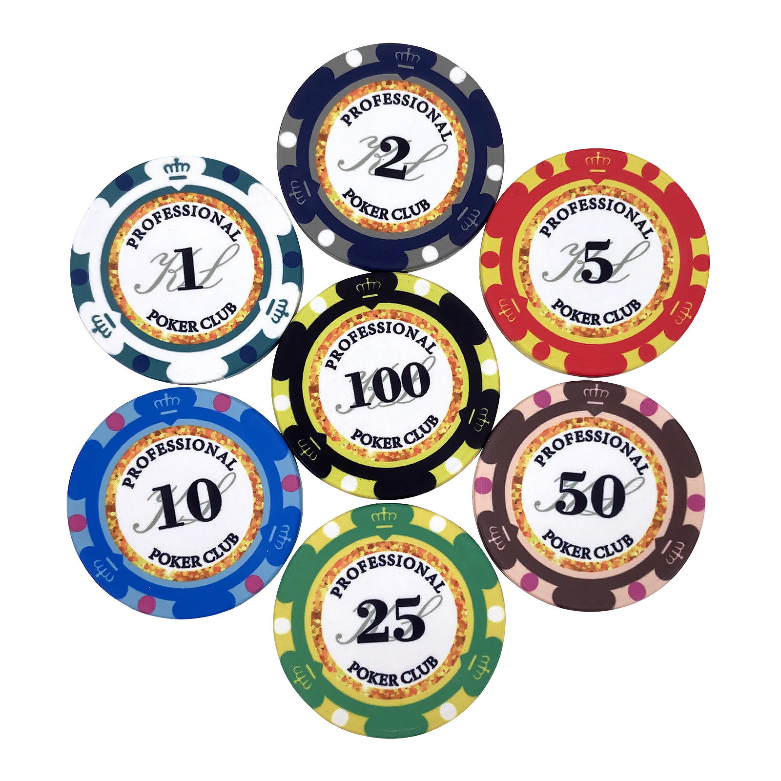 CMC112 Ceramic Poker Chips Professional Custom 39mm*3.5mm and 10g per Piece Coin Ultimate Casino Royal Chips for Gambling Games
