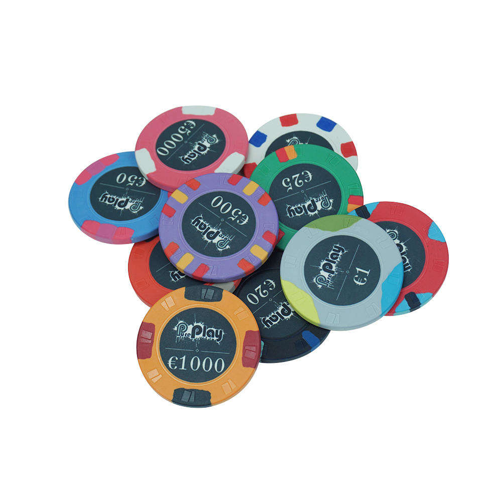 CMC122 Wholesale Custom Card Mould Poker Chips Euro 10g 39mm Ceramic Material with Your Any Design No Moq for Casino Poker Club Game