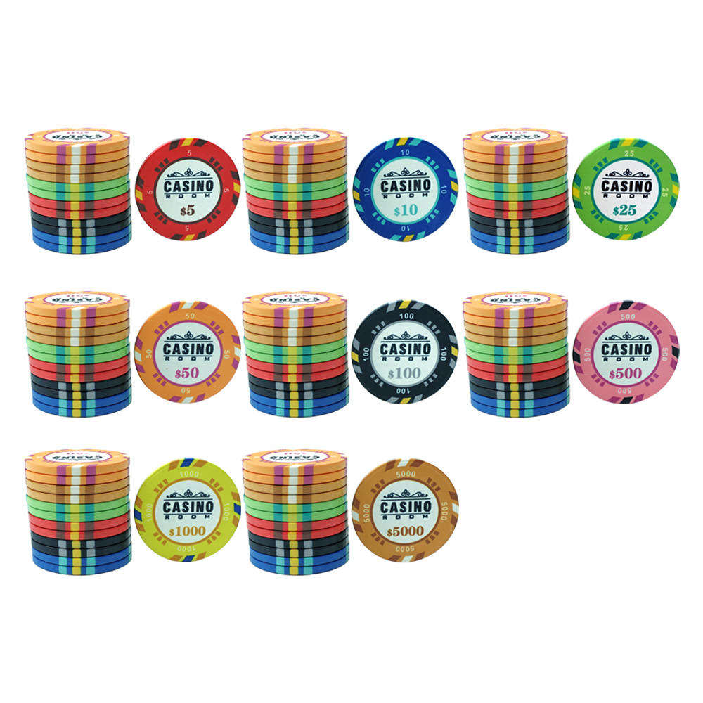 CMC018 Factory Professional Custom Casino Room 39mmceramic Poker Chips Set 10g Deluxe Fancy Game with Different Value for Gambling Game