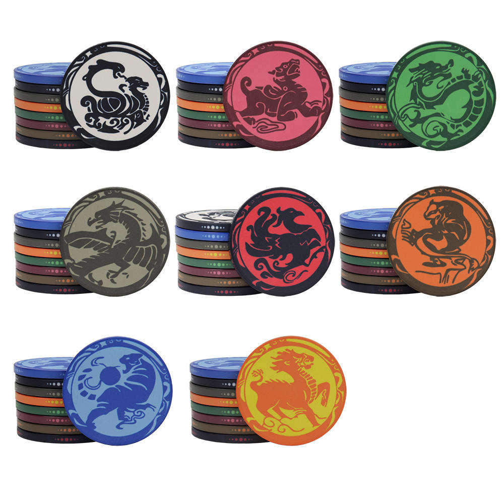 CMC095 Factory Supply 14g Ceramic Tokens Poker Chips Wsop 46mm Dragon Design Custom Logo No Moq for Casino Gambling Game