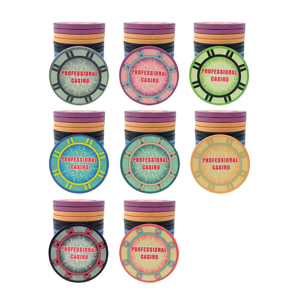 CMC078 Customized 12g Ceramic Poker Chips 43mm Keramik with Denominations Casino Grade Double Sided Can Print Different Logo Design