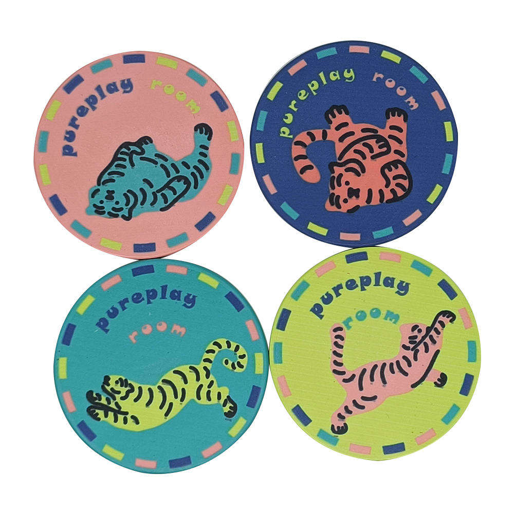 CMC052 Professional 10g Plain Ceramic Poker Chips 39mm Colors Casino Top Grade with No Moq Tiger Logo Custom for European Poker Tour