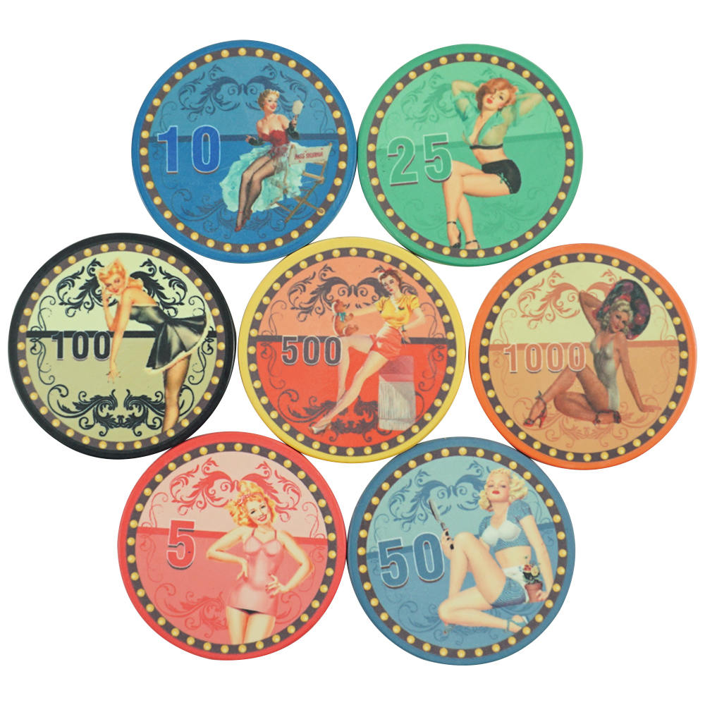 CMC063 Hot Sale Custom Beautiful Girls Poker Chip 10g 39mm Customize Logo Directly Supply from Chinese Professional Factory for Casino