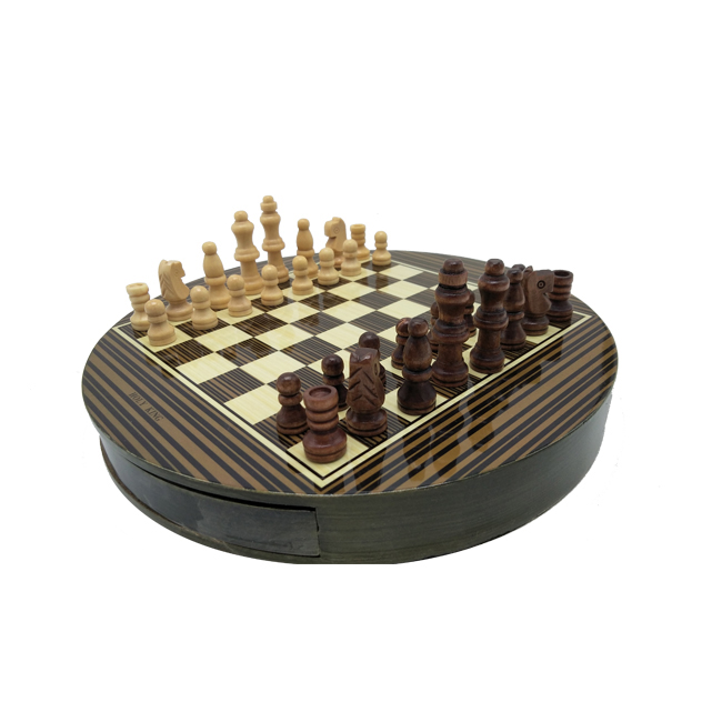 circular wood chess original wood color mini chess children board game set 
