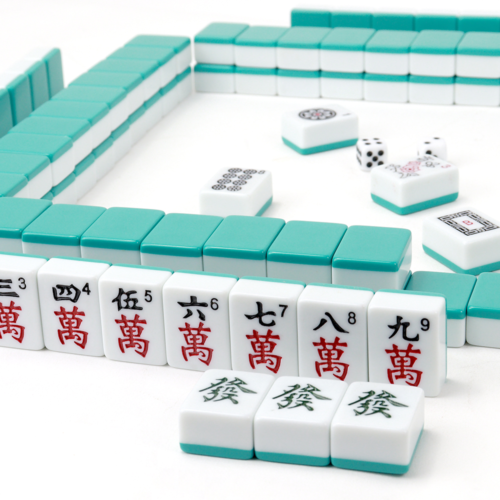 Factory hot sale custom American mahjong tiles sets 144pcs 30mm mold size with green white two-toned for casino gambling games
