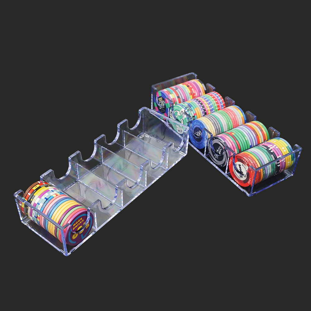 2024 Latest 40mm Poker Chip Tray 100pc Poker Chip Set ps Clear Plastic Storage Boxes without chips