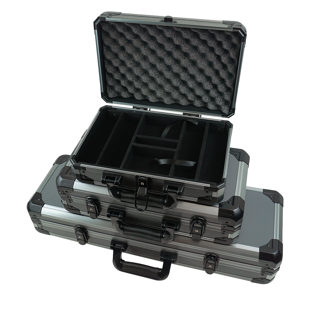 High quality large capacity grey 200 pcs 300pcs 500pc poker chip case aluminium chip set case for casino poker room