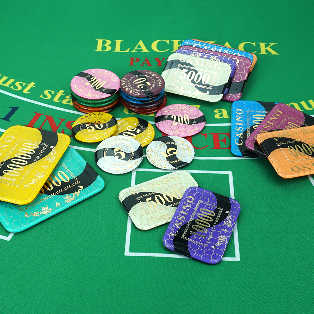 Casino Blackjack baccarat Gambling Game Coin Tokens High Quality 40 45 50mm Round Rectangular Acrylic Poker Chips